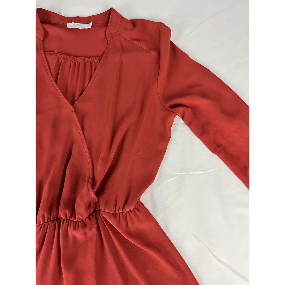 Lush Womens Red 3/4 Sleeve Surplice‎ V-Neck Elastic Waist Fit & Flare Dress